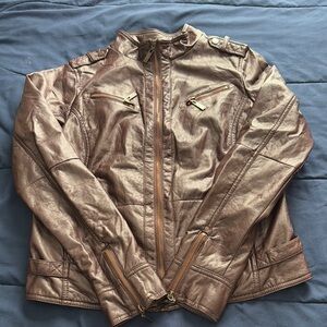 Metallic Bronze Jacket with Zipper Details